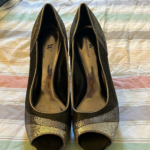 Sequin Open Toe Heels - Picture 1 of 3